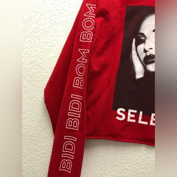 ORIGINAL SELENA MERCHANDISE Long Sleeve Cropped Tee Red T-Shirt Size Large L - Picture 3 of 6